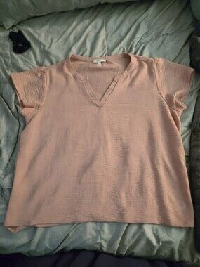Maurices Pink Gauze Split Neck Blouse | Size 2X
